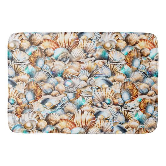 Tapis De Bain Coquillage de plage motif iridescente collage (Devant)