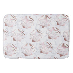 Tapis De Bain Coquillage d'or rose filin motif et marbre blanc