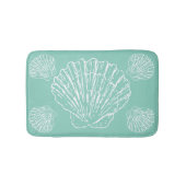 Tapis De Bain Coquillage Nautique Blanc Sur Vert Marécage (Devant)