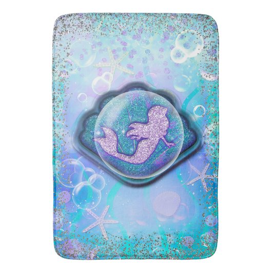 Tapis De Bain Coquillage pour une Parties scintillant de sirène  (devant Vertical)