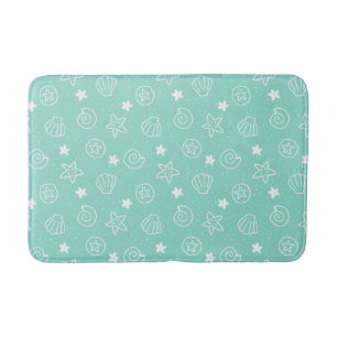 Tapis De Bain Coquillages et Starfish Motif Turquoise