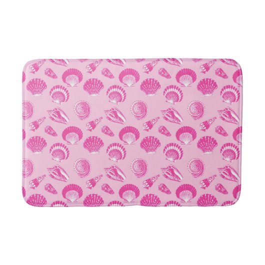 Tapis De Bain Coquillages - Fuchsia rose et blanc (Devant)