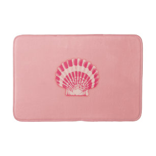 Tapis De Bain Coquillages marins - nuances de corail rose