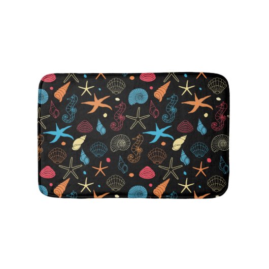 Tapis De Bain Coquillages océaniques Chevaux de mer et Starfish  (Devant)