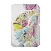Tapis De Bain Coquillages rose jaune bleu aquarelle (Devant (Vertical))