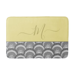 Tapis De Bain Coquille de coquillage moderne marine jaune gris