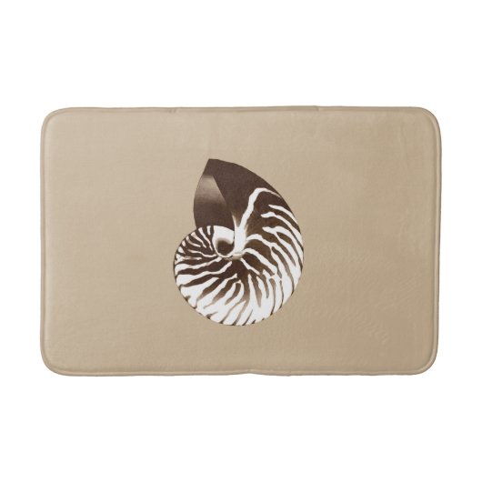 Tapis De Bain Coquille de Nautilus - brun, blanc et beige (Devant)