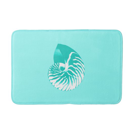 Tapis De Bain Coquille de Nautilus - turquoise, aqua et blanche (Devant)