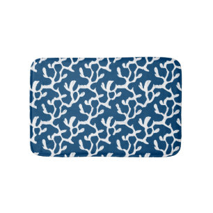 Tapis De Bain Corail Abstrait bleu et blanc Motif répétitif