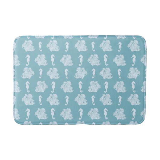 Tapis De Bain Corail Bleu et Hippocampes Côte de Plage (Devant)
