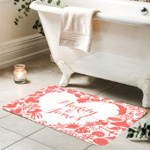 Tapis De Bain Corail & Créatures Marines Blanches Couple Monogra