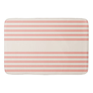 Tapis De Bain Corail et beige cinq rayures motif