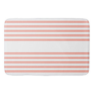 Tapis De Bain Corail et blanc cinq bandes motif