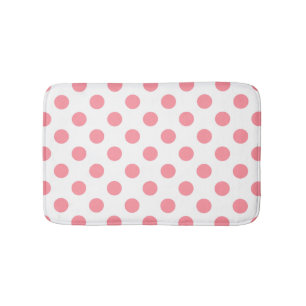 Tapis De Bain Corail et pois blancs