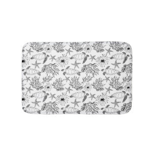 Tapis De Bain Corail plante, tortue marine