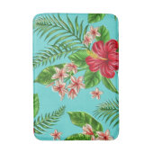 Tapis De Bain Corail Tropical Hibiscus Fleur Sur Turquoise (Devant (Vertical))