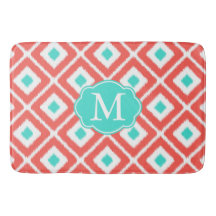 Corail, Turquoise, Blanc Ikat Diamond Motif