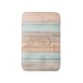 Tapis De Bain Corail, Turquoise & Tan Beach Wood / Seahorse (Devant (Vertical))