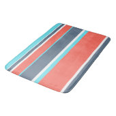 Tapis De Bain Corail vivant, bandes bleues et grises (Angle)