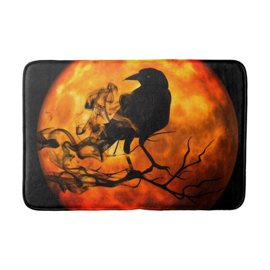 Tapis De Bain Corbeau nocturne d'Halloween (Devant)