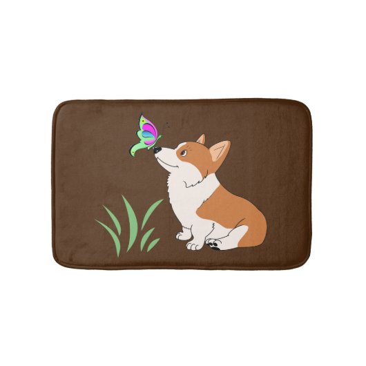 Tapis De Bain Corgi avec le papillon (Devant)