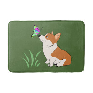 Tapis De Bain Corgi avec le papillon