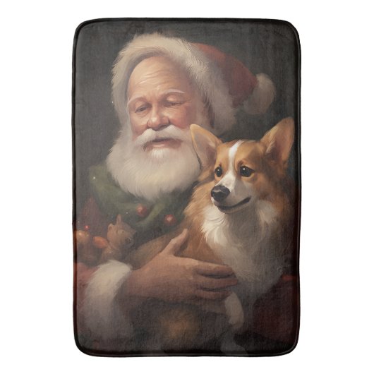 Tapis De Bain Corgi avec Noël Festif du Père Noël (devant Vertical)