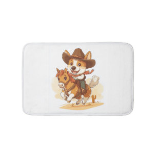 Tapis De Bain Corgi Cowboy � Chien de Rodéo Occidental