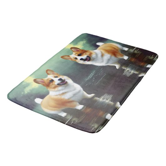 Tapis De Bain Corgi dans l'eau (Angle)