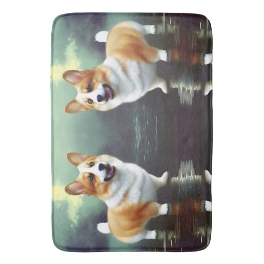 Tapis De Bain Corgi dans l'eau (devant Vertical)