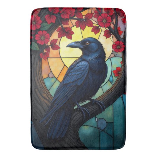Tapis De Bain Corneilles en verre satiné d'art, Ravens (devant Vertical)