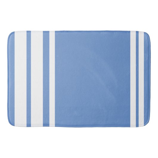 Tapis De Bain Cornflower Blue : Lignes modernes en blanc (Devant)