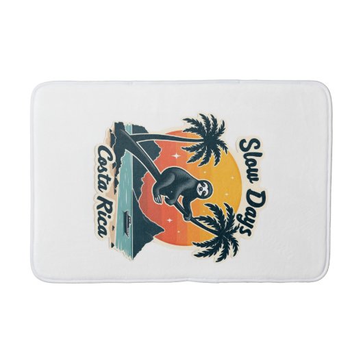 Tapis De Bain Costa Rica Sloth Vintage Sunset Travel Vector Shir (Devant)