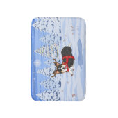 Tapis De Bain Costume de renne de Noël Corgi noir mignon (Devant (Vertical))