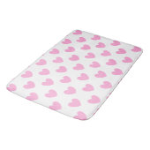 Tapis De Bain Coton Candy Pink coeurs sur blanc (Angle)