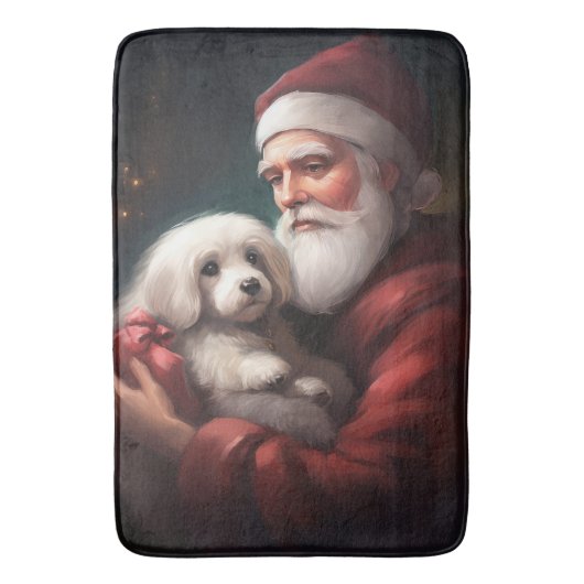 Tapis De Bain Coton De Tulear Avec Noël Du Père Noël (devant Vertical)