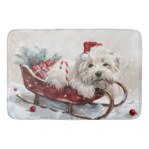 Tapis De Bain Coton De Tuléar Chien Fête de Noël