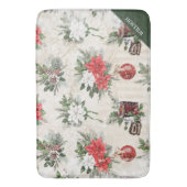 Tapis De Bain Coton poinsettia rouge et blanc de Noël classique (devant Vertical)