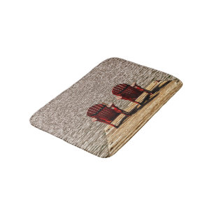 Tapis De Bain Cottage Red Adirondack Chaises Country Rustic