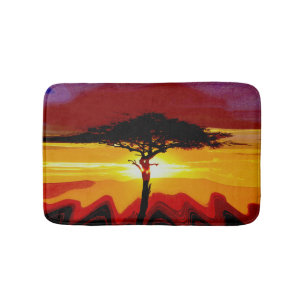 Tapis De Bain Coucher de soleil africain Safari