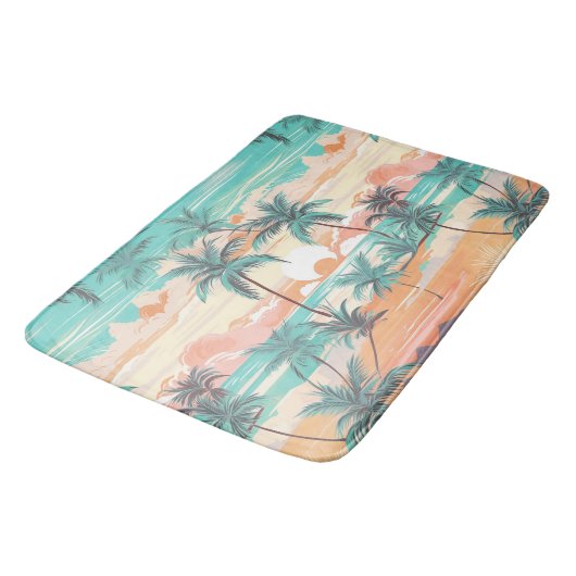 Tapis De Bain Coucher de soleil sur une plage tropicale (Angle)