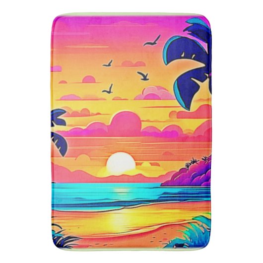 Tapis De Bain Coucher de soleil tropical vif (devant Vertical)