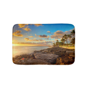 Tapis De Bain Coucher du soleil d'océan au-dessus des roches et