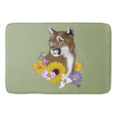 Tapis De Bain Cougar Mountain Lion Puma Fleurs (Devant)