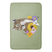Tapis De Bain Cougar Mountain Lion Puma Fleurs (devant Vertical)