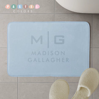 Tapis De Bain Couleur Bleu Bébé Pastel Clair Ciel Doux Solide