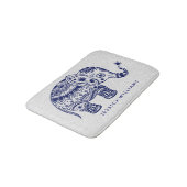 Tapis De Bain Couleur Bleu Cute Eléphant Floral (Angle)