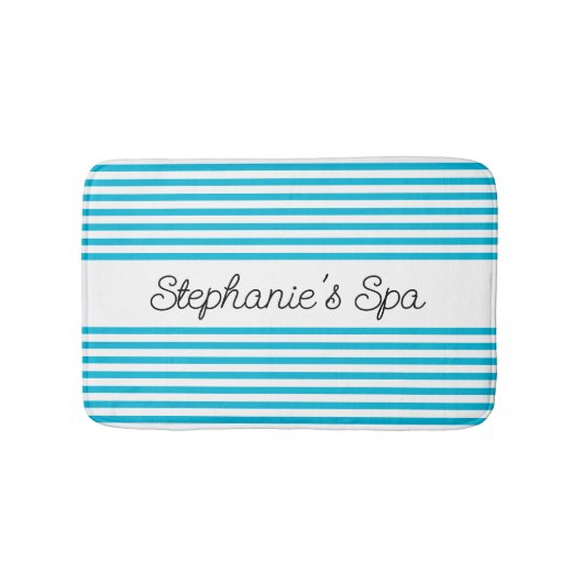 Tapis De Bain Couleur de tendance - Vivid Cyan Stried Spa Mat (Devant)