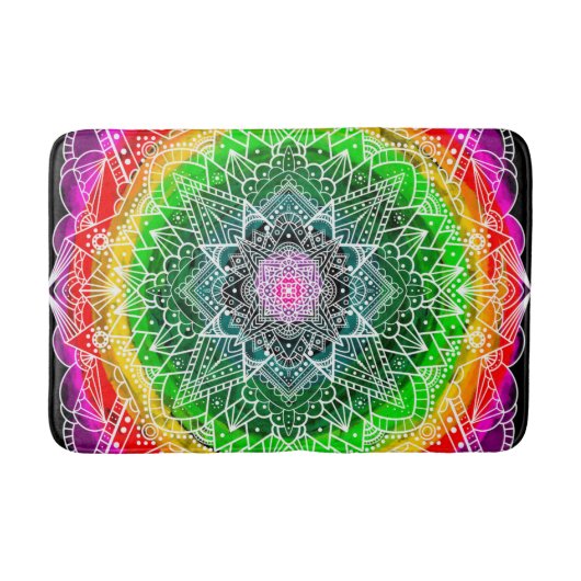 Tapis De Bain Couleur éclater Rainbow Prism Mandala (Devant)