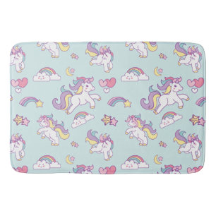 Tapis De Bain Couleur en pastel de licorne magique mignonne